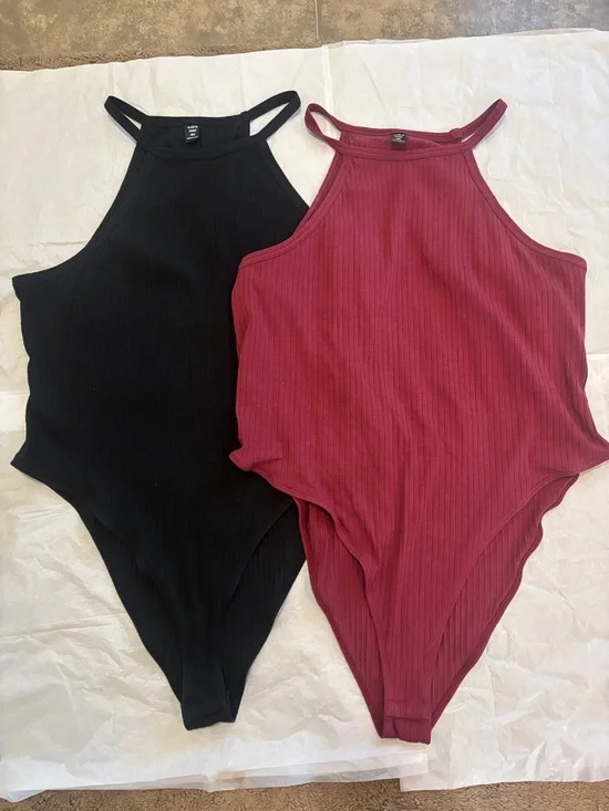 SHEIN Curve Ribbed Tank Bodysuit - Black - Picture 1 of 5